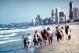 students on the beach